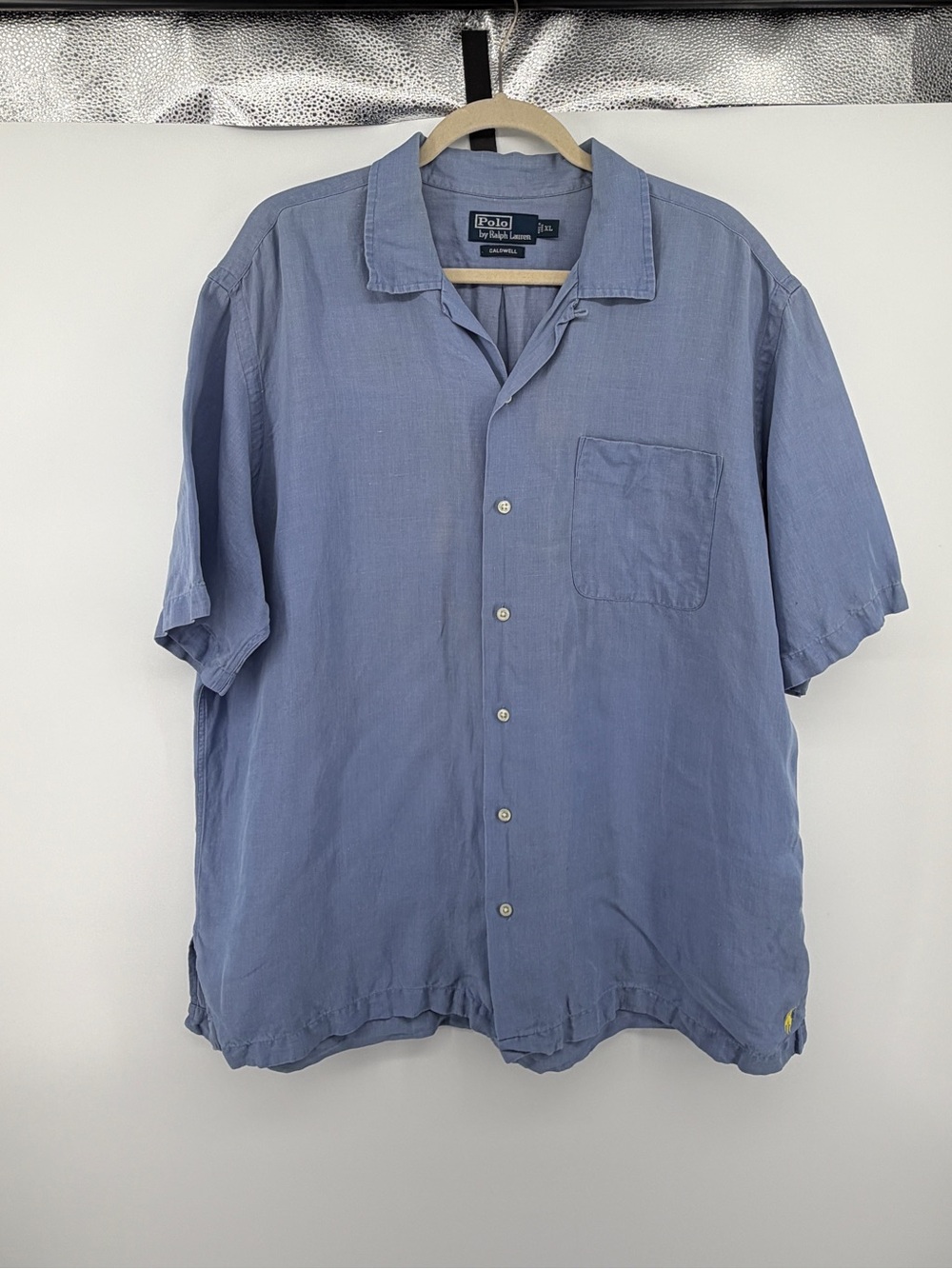 VTG 90s Polo Ralph Lauren Caldwell Coastal Luxury Slate Blue Camp Shirt SzXL